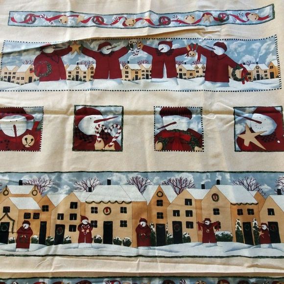 Frostys Town Fabric Panel Kathy Schmitz Moda Snowman Winter Christmas Snow Quilt - Picture 2 of 4